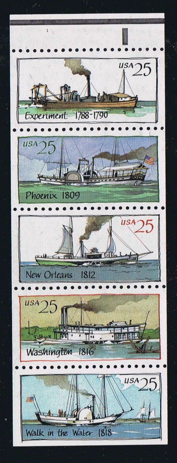 # 2409a (1989) Steamboats, NF - Bklt pane, #1, MNH