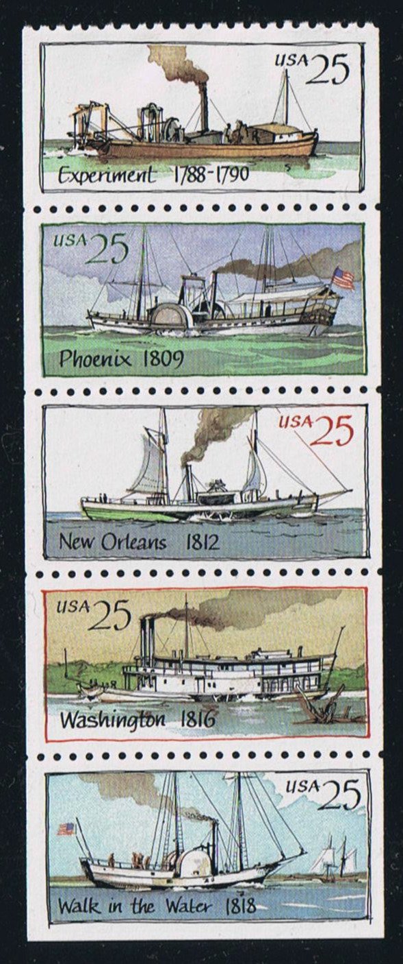 # 2409a (1989) Steamboats, NF - Bklt pane, No Tab, MNH