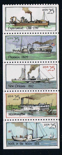 # 2409a (1989) Steamboats - Bklt pane, No Tab, MNH