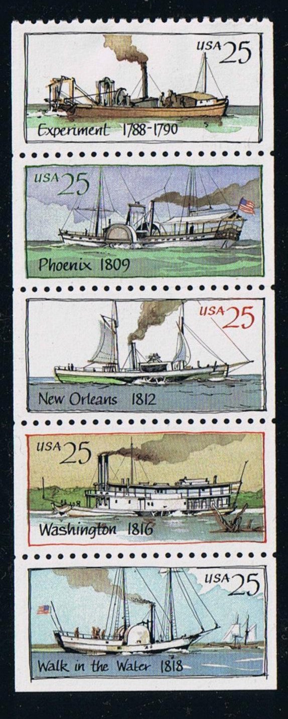 # 2409a (1989) Steamboats - Bklt pane, No Tab, MNH