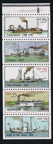 # 2409a (1989) Steamboats - Bklt pane, #1, MNH