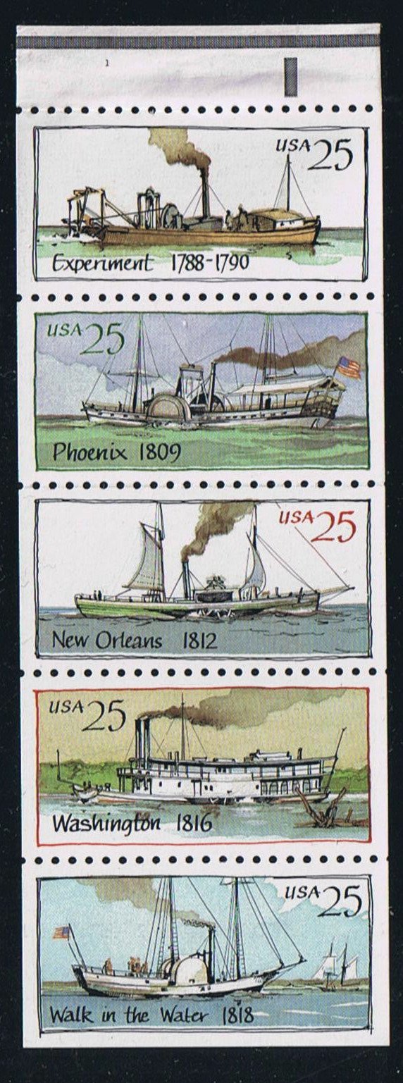 # 2409a (1989) Steamboats - Bklt pane, #1, MNH