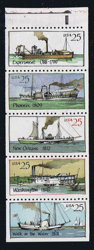 # 2409a (1989) Steamboats - Bklt pane, #2, MNH