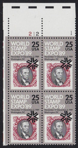 # 2410 (1989) World Stamp Expo - PB, UL #212-1, MNH