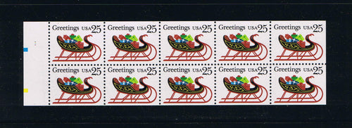 # 2429a (1989) Christmas Sleigh, NF - Bklt pane, #1111, pos 8, MNH