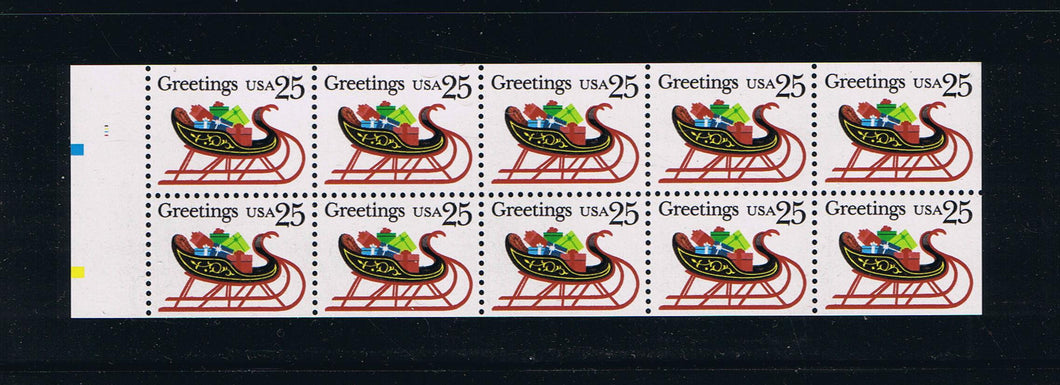 # 2429a (1989) Christmas Sleigh, NF - Bklt pane, #1111, pos 8, MNH