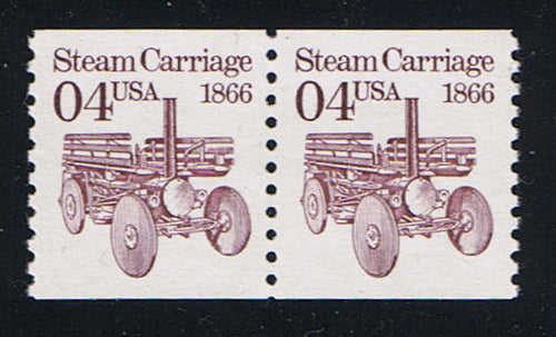 # 2451b (1991) 1866 Steam Carriage, Not Tag - Coil pr, MNH