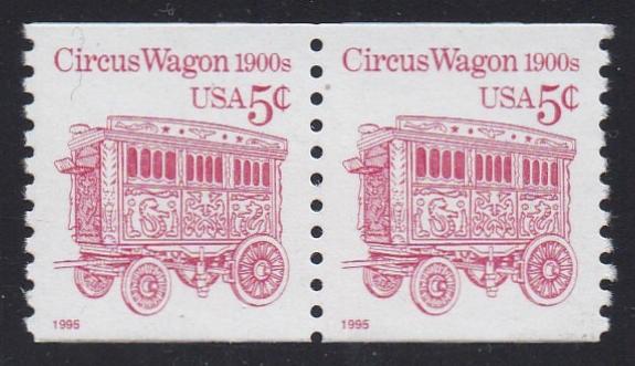 # 2452D (1995) 1900's Circus Wagon, LGG, Not Tagged - Coil pr, XF MNH