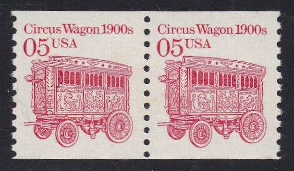 # 2452 (1990) 1900's Circus Wagon, DG, OA Tag - Coil pr, XF MNH