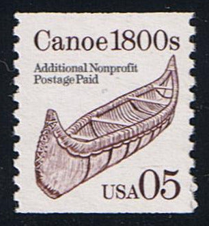# 2453 (1991) 1800's Canoe, brown, Not Tag - Coil sgl, MNH