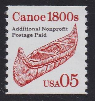 # 2454 (1991) 1800's Canoe, red, SG, Not Tag, Lumin - Coil sgl, MNH