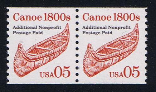 # 2454 (1991) 1800's Canoe, red, SG, Not Tag, Lumin - Coil pr, XF MNH