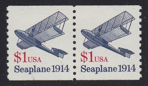 # 2468 (1990) 1914 Seaplane, DG, OA Tag - Coil pr, XF MNH