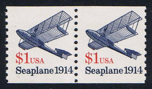 # 2468 (1990) 1914 Seaplane, DG, OA Tag - Coil pr, MNH