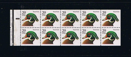 Sc 2484a (1991) Wood Duck, OA Tag - Bklt pane, #2222, MNH