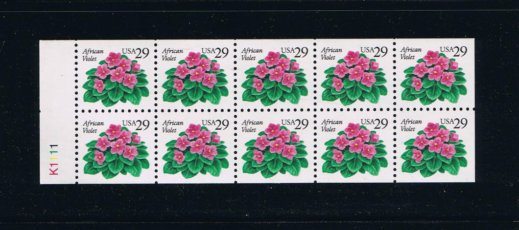 # 2486a (1993) African Violets, NF - Bklt pane, #K1111, MNH