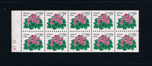 # 2486a (1993) African Violets - Bklt pane, #K1111, MNH