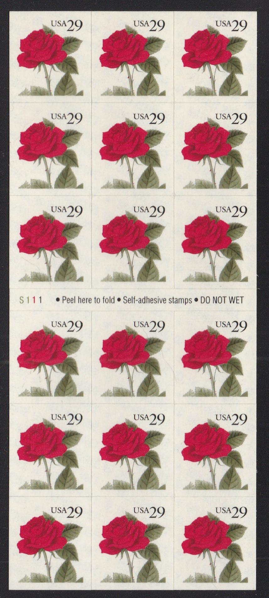 # 2490a (1993) Red Rose - BKLT, #S111, UPC 16691, MNH