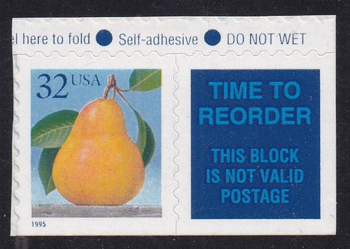 # 2494 (1995) Pear - Bklt sgl w Label, MNH