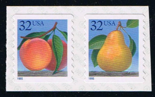 # 2495-95A (1995) Peach & Pear - Coil pair, MNH
