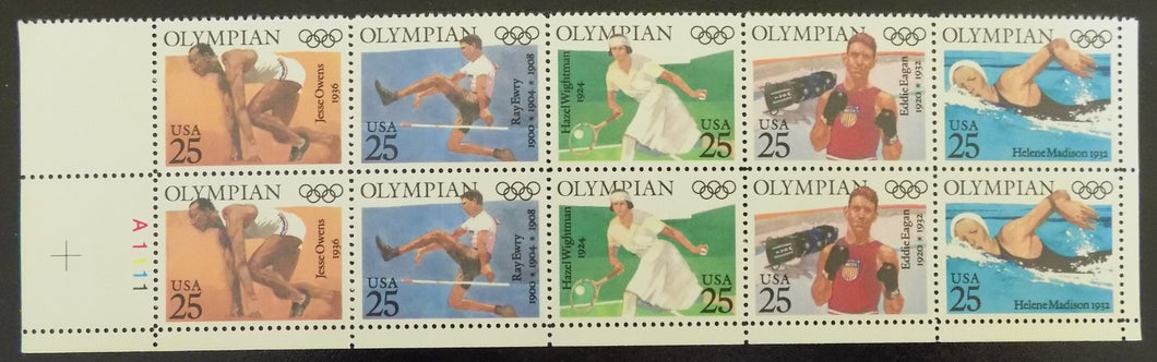 # 2496-2500 (1990) Olympians - PB, LL #A1111, MNH
