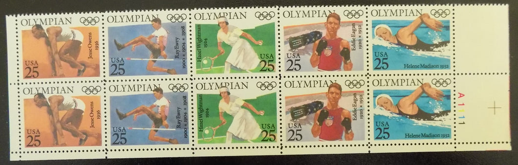 # 2496-2500 (1990) Olympians - PB, LR #A1111, MNH