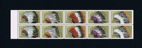 # 2505a (1990) Indian Headdresses, NF - Bklt pane, #1, MNH
