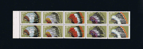 # 2505a (1990) Indian Headdresses - Bklt pane,  #2, MNH