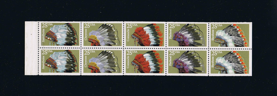 # 2505a (1990) Indian Headdresses - Bklt pane,  #2, MNH
