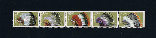 # 2505c (1990) Indian Headdresses - Strip/5, MNH