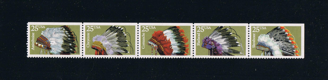 # 2505c (1990) Indian Headdresses, NF - Strip/5, MNH