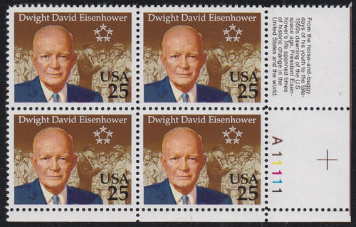 # 2513 (1990) Eisenhower - PB/4, LR #A11111, XF MNH