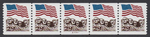 # 2523A (1991) Flag over Mt Rushmore, brown - PS/5, #A11111, VF MNH