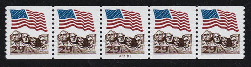 # 2523A (1991) Flag over Mt Rushmore, brown - PS/5, #A11111, XF MNH
