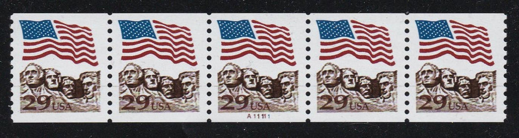 # 2523A (1991) Flag over Mt Rushmore, brown - PS/5, #A11111, XF MNH