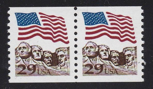 # 2523A (1991) Flag over Mt Rushmore, brown - Coil pr, MNH