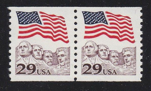 # 2523 (1991) Flag over Mt Rushmore, claret - Coil pr, XF MNH