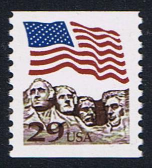# 2523A (1991) Flag over Mt Rushmore, brown - Coil sgl, MNH