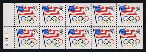 # 2528a (1991) Flag and Olympic Rings, NF - Bklt pane, #K11111, MNH