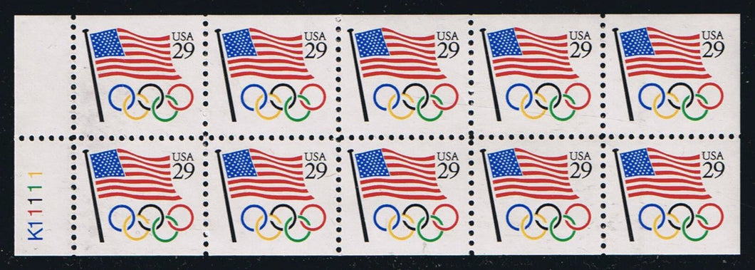 # 2528a (1991) Flag and Olympic Rings, NF - Bklt pane, #K11111, MNH