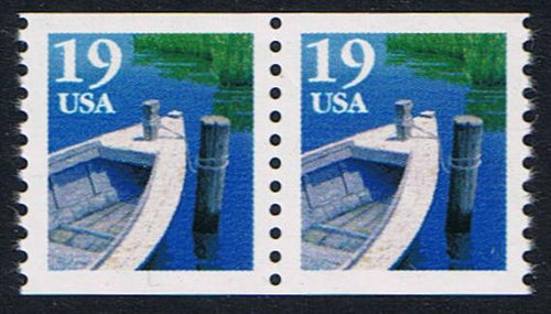 # 2529 (1991) Row Boat, Type I - Coil pr, MNH