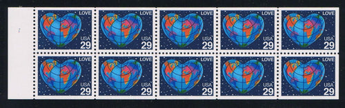 # 2536a (1991) Love, Earth, NF - Bklt pane, #1111, MNH