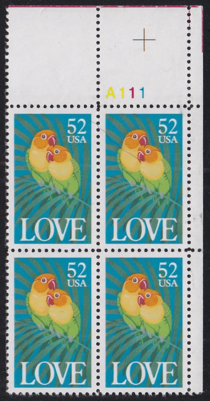 # 2537 (1991) Love Birds - PB, UR #A111, XF MNH