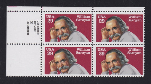 # 2538 (1991) Saroyan - Zip BK/4, UL, MNH