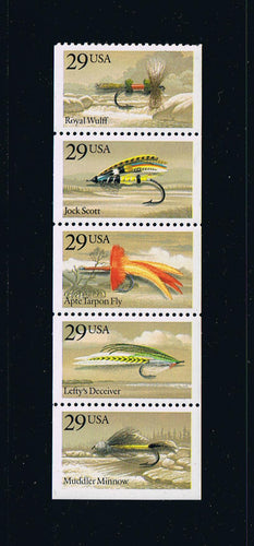 # 2549a (1991) Fishing Flies, NF - Bklt pane, No Tab, MNH