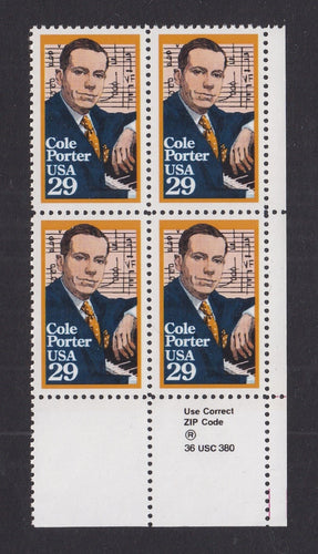 # 2550 (1991) Cole Porter - Zip BK/4, LR, MNH
