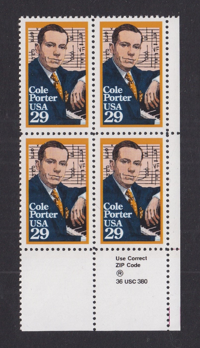 # 2550 (1991) Cole Porter - Zip BK/4, LR, MNH