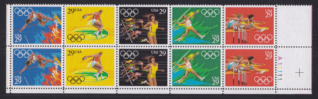 # 2553-57 (1991) Olympics - PB, LR #A11111, MNH