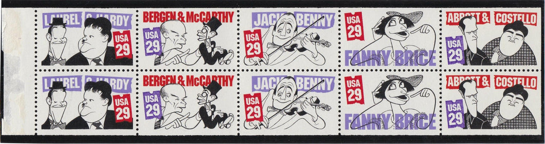 # 2566b (1991) Comedians - Bklt pane, #1, MNH