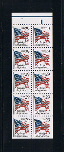 # 2593a (1992) Flag w/ Pledge Allegiance, NF - Bklt pane, #1111, MNH